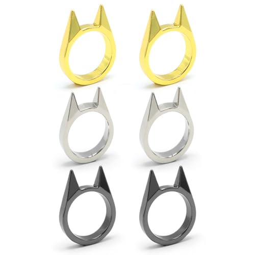 Regerly Katzenohren Ring Zinklegierung - 6 Stück Niedliche Katzenringe Set Kreativer Self Defense Selbstverteidigung Freundschaftsringe Dekoration Legal Unisex Universalgröße von Regerly