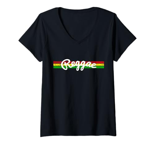 Damen Reggae Music Reggaeton Raga Rastafari Jamaika Wurzeln T-Shirt mit V-Ausschnitt Damen Reggae Music Reggaeton Raga Rastafari Jamaika Wurzeln T-Shirt mit V-Ausschnitt von Reggae Music Rastafari Apparel