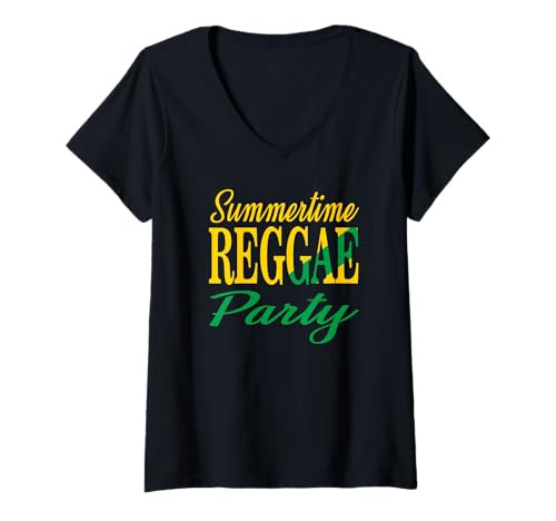 Damen Summertime Reggae Party: Reggae Party Outfits für Frauen T-Shirt mit V-Ausschnitt von Reggae Party Outfits Reggae Party clothing women