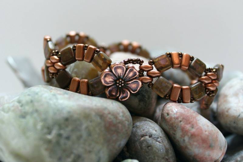 Czechmate Fliesen, Ziegel Und Samen Oval Band Armband; Bead Weben; Band-Armband; Fliesen Armband Rc111 von ReggiesCreations