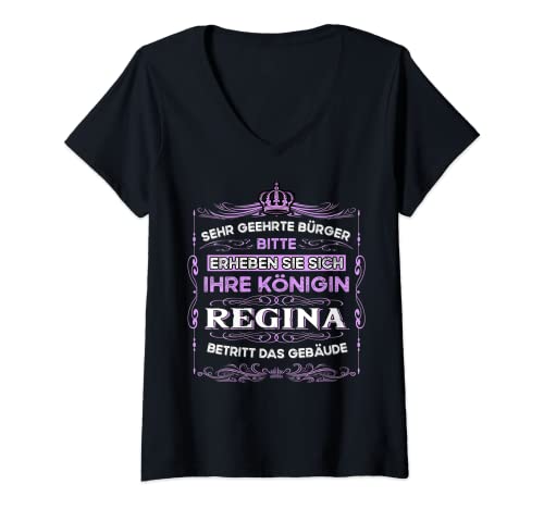 Damen Name Regina Vorname T-Shirt mit V-Ausschnitt Damen Name Regina Vorname T-Shirt mit V-Ausschnitt von Regina Mädchen Name Vorname T-Shirt