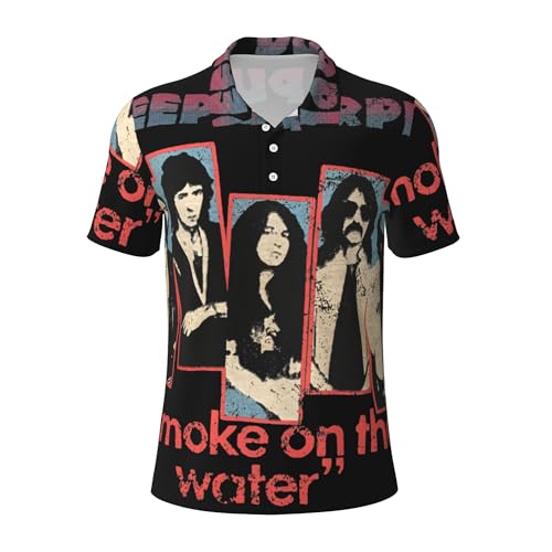 Deep Rock Purple Band Poloshirt Hip Hops Herren Poloshirts Bequem Kurzarm T-Shirt Teens Atmungsaktiv Sommer Polyester für Tägliche Freizeit, Tief 7, M von Reginascaks