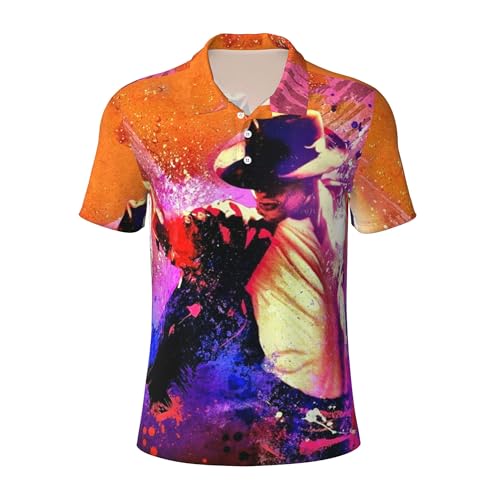 Michael King Jackson Herren Rock Poloshirt Rockstar Design Poloshirt Hip Hop T-Shirt Klassischer Rock-Stil Tops für Tägliche Freizeitkleidung und Sport | Musikliebhaber Geschenk, A-1, L von Reginascaks