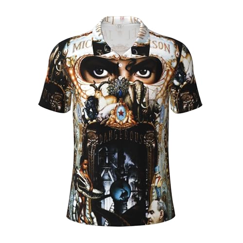 Michael King Jackson Herren Rock Poloshirt Rockstar Design Poloshirt Hip Hop T-Shirt Klassischer Rock-Stil Tops für Tägliche Freizeitkleidung und Sport | Musikliebhaber Geschenk, A-2, S von Reginascaks