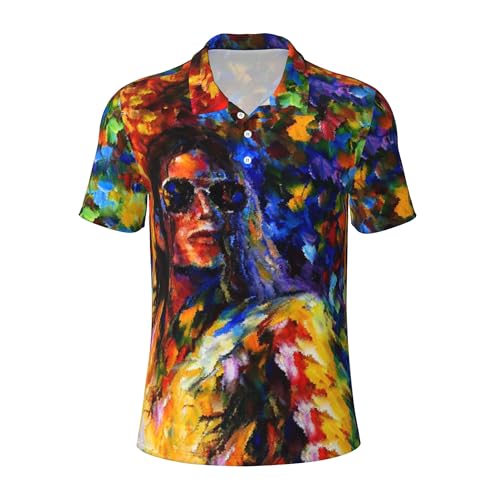 Michael King Jackson Herren Rock Poloshirt Rockstar Design Poloshirt Hip Hop T-Shirt Klassischer Rock-Stil Tops für Tägliche Freizeitkleidung und Sport | Musikliebhaber Geschenk, A-5, 4XL von Reginascaks