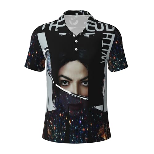 Michael King Jackson Herren Rock Poloshirt Rockstar Design Poloshirt Hip Hop T-Shirt Klassischer Rock-Stil Tops für Tägliche Freizeitkleidung und Sport | Musikliebhaber Geschenk, A-9, L von Reginascaks