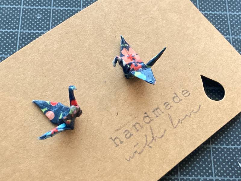 Crane/Kraniche - Handgemacht Origami Mini Ohrstecker Crane/Kraniche - Handgemacht Origami Mini Ohrstecker von RegndroppeArt
