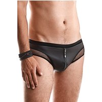 Herren Kombination aus Slip und Tanga mit Wettlook mit Reißverschluss RMArturo001 schwarz von Regnes Fetish Planet