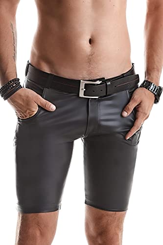 Herren Wetlook Shorts schwarz elastisch mit Taschen Kurze Männer Hose Knielang 2XL von Regnes Fetish Planet