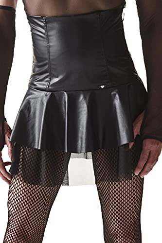 Herren Wetlook fetisch Mini Rock schwarz mit Netzstoff und hohem Bund Crossdresser Skirt L von Regnes Fetish Planet