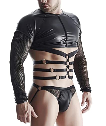 Regnes Fetish Planet Herren Langarm-Shirt mit Harness TSH019 M von Regnes Fetish Planet