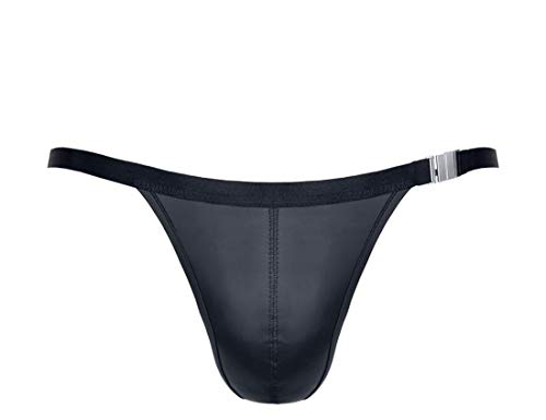 Regnes Fetish Planet Herren String schwarz aus mattem Wetlook Material dehnbar mit seitlicher Öffnung XXL von Regnes Fetish Planet