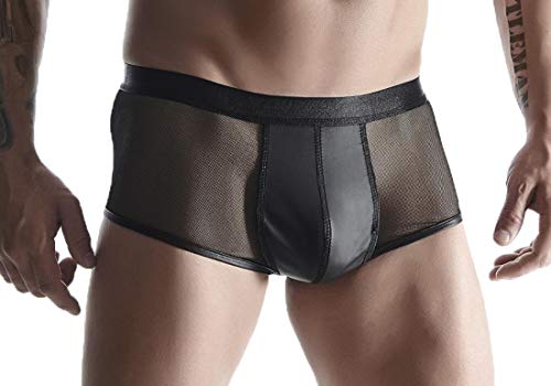 Regnes Fetish Planet Männer Netz Short aus Wetlook Material schwarz transparent Herren Unterwäsche Boxershort dehnbar mit Gummibund S von Regnes Fetish Planet