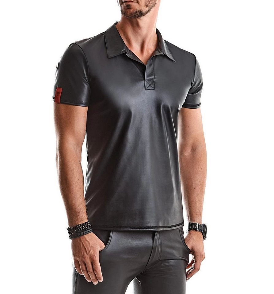 Regnes Fetish Planet Poloshirt Wetlook-Shirt Rmano Poloshirt Slim-Fit Herrenshirt in schwarz von Regnes Fetish Planet