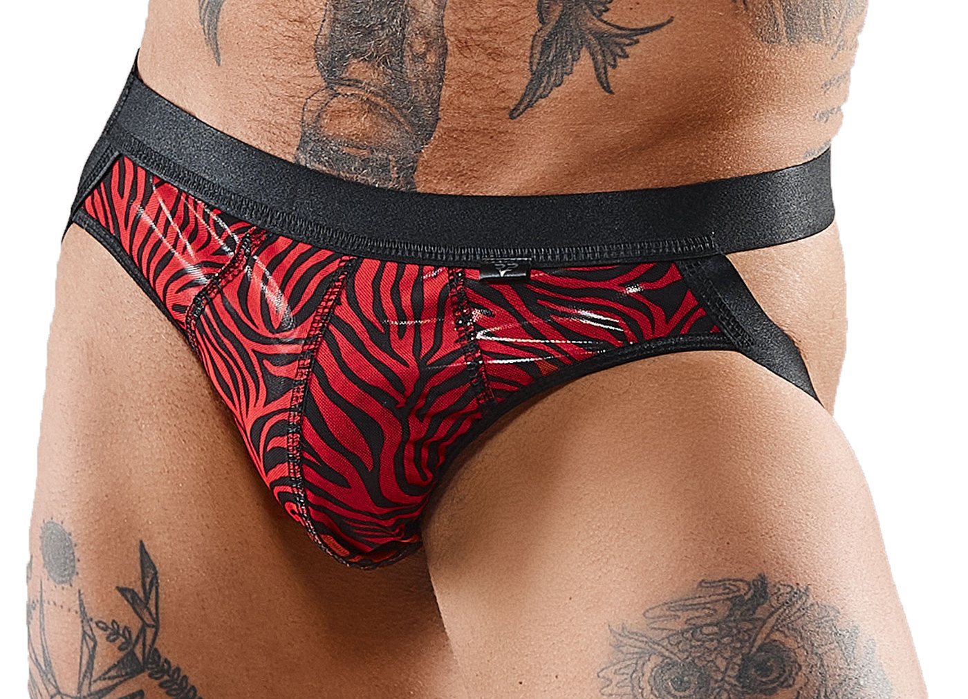 Regnes Fetish Planet Slip Herren Jock Strap schwarz/rot aus Lack-Material und feinem Netz Regnes Fetish Planet Slip Herren Jock Strap schwarz/rot aus Lack-Material und feinem Netz von Regnes Fetish Planet