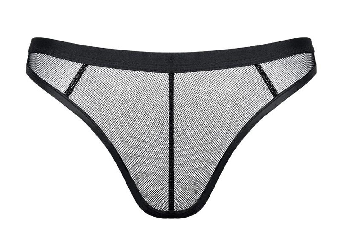 Regnes Fetish Planet String Schwarzer wetlook Herren String dehnbar transparent mit Gummi Bund Män von Regnes Fetish Planet