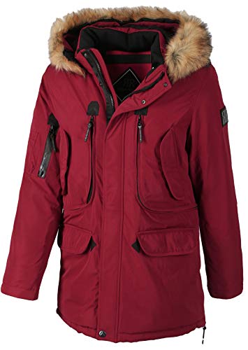 Rego & Regino warme Winter Jacke Mantel Kurzmantel Anorak mit Kapuze Parka Coat DAERON mit Kapuze (Rot) M von Rego & Regino