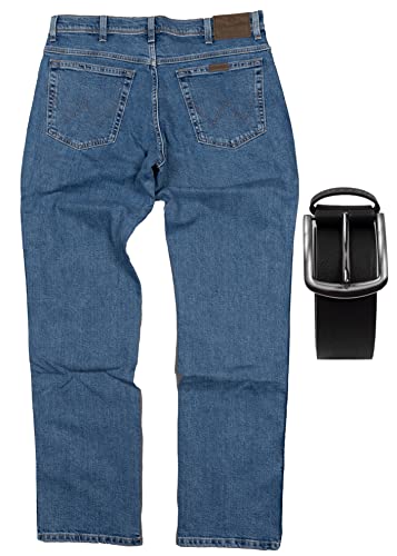Regular Fit Wrangler Stretch Herren Jeans inkl. Texas Gürtel (Stonewash, W34/L30) von Regular Fit