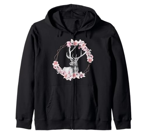 Hirsch Mit Blumen Waldtier Hirschkuh Geweih Jagd Kinder REH Kapuzenjacke von Reh Rehkitz mit Blumen Geschenk