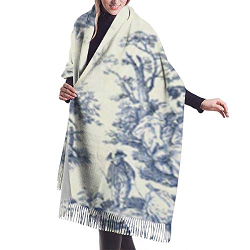 Rehacer Toile De Jouy Damen-Schal, modisch, lang, warm, groß, als Geschenk, Siehe Abbildung, 77" X 28" von Rehacer