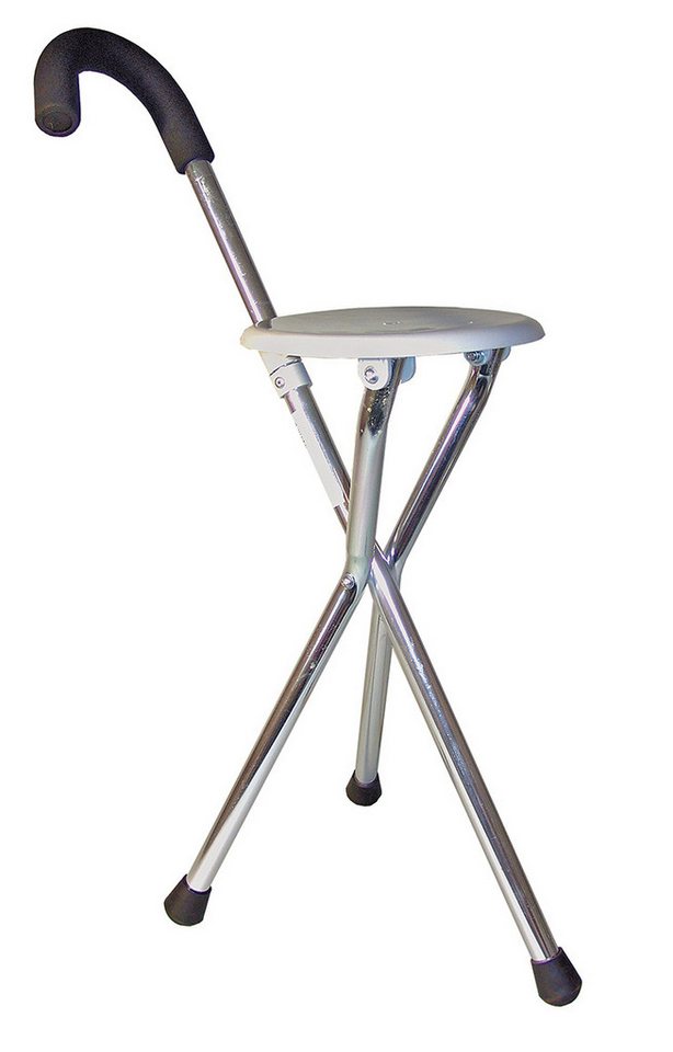 Rehaforum Medical GmbH Gehstock Gehstock RFM mit Sitzfläche Spazierstock Gehhilfe grau/chrom, Gehstock mit Sitzgelegenheit von Rehaforum Medical GmbH