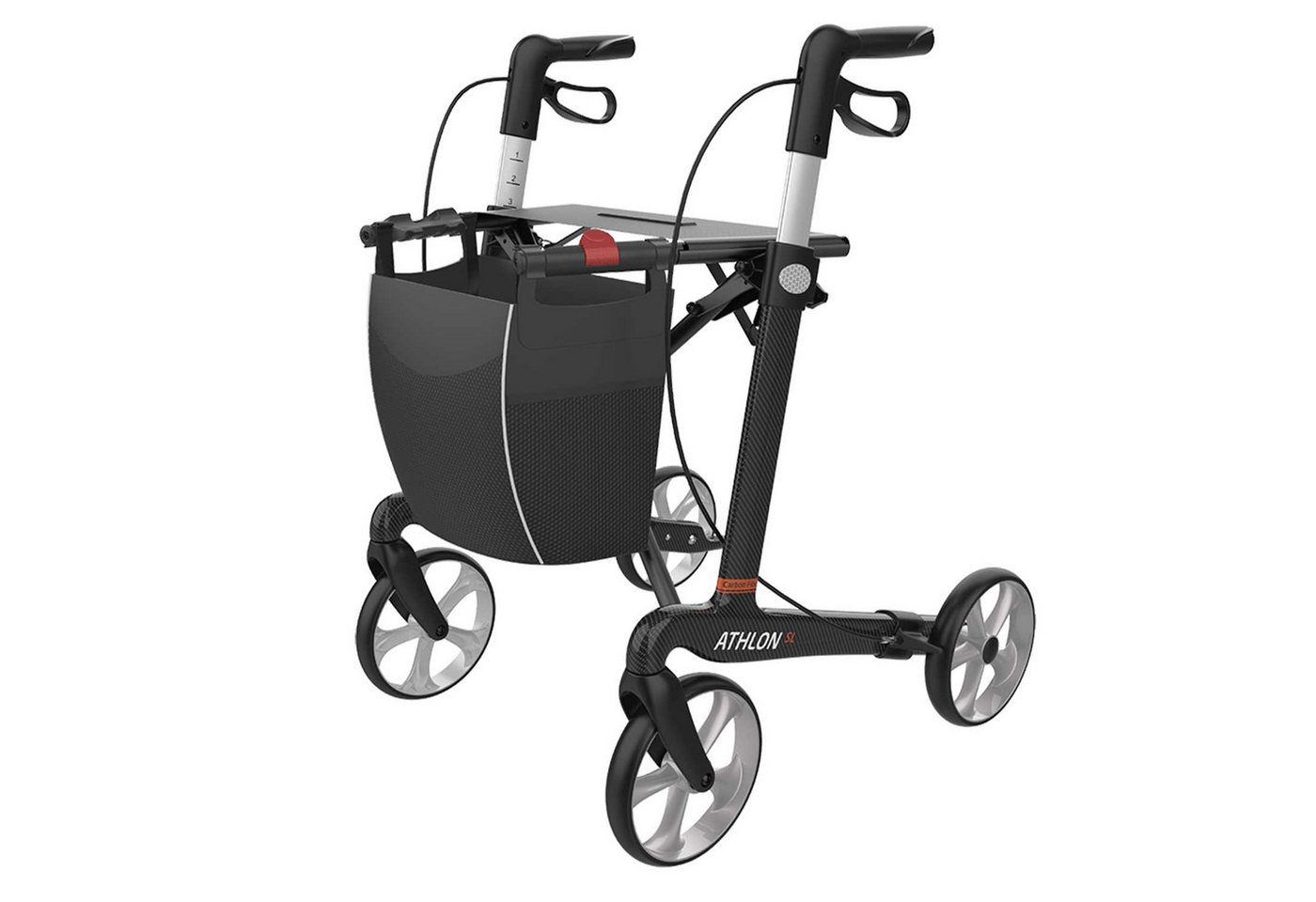 Rehasense Rollator ATHLON SL Carbon Ultralight Rollator - 62 cm Soft Wheels Grau von Rehasense
