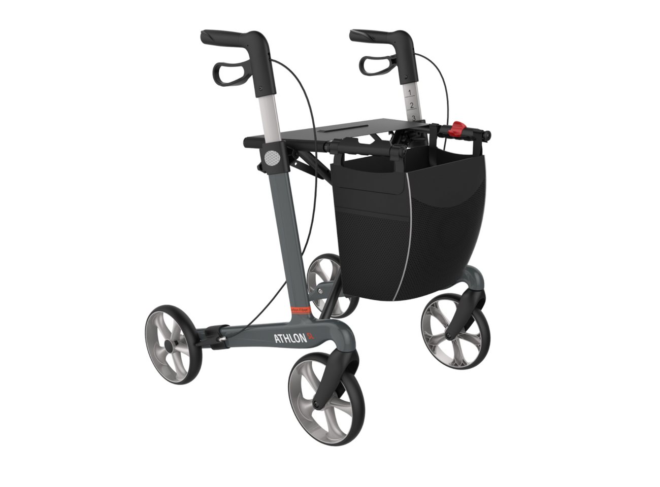 Rehasense Rollator Carbon Athlon SL Gr. L mit TPE-Rädern, Farbe: Mattgrau von Rehasense