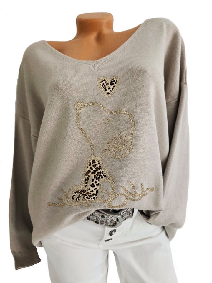 Rehoboth Moda V-Ausschnitt-Pullover Feinstrick Damen Pullover Snoopy Patch Rehoboth Moda V-Ausschnitt-Pullover Feinstrick Damen Pullover Snoopy Patch von Rehoboth Moda