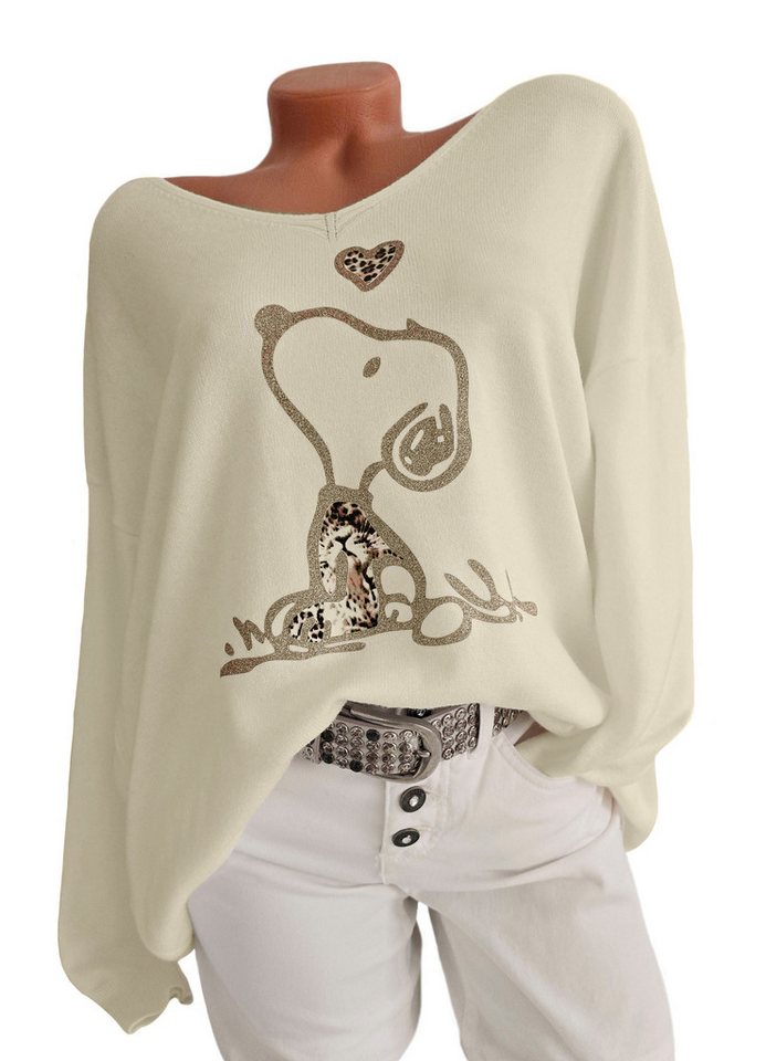 Rehoboth Moda V-Ausschnitt-Pullover Feinstrick Damen Pullover Snoopy Patch Rehoboth Moda V-Ausschnitt-Pullover Feinstrick Damen Pullover Snoopy Patch von Rehoboth Moda