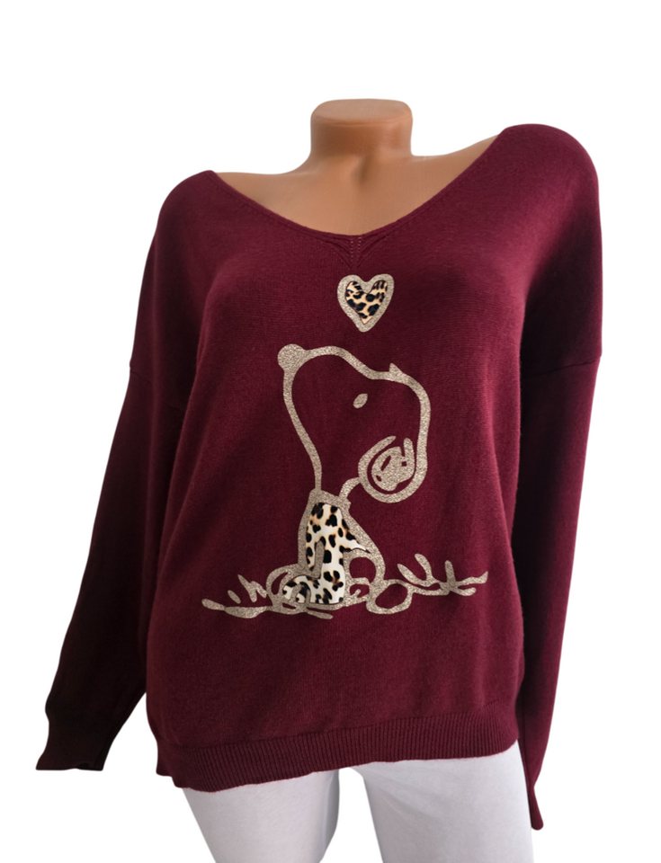 Rehoboth Moda V-Ausschnitt-Pullover Feinstrick Damen Pullover Snoopy Patch Rehoboth Moda V-Ausschnitt-Pullover Feinstrick Damen Pullover Snoopy Patch von Rehoboth Moda