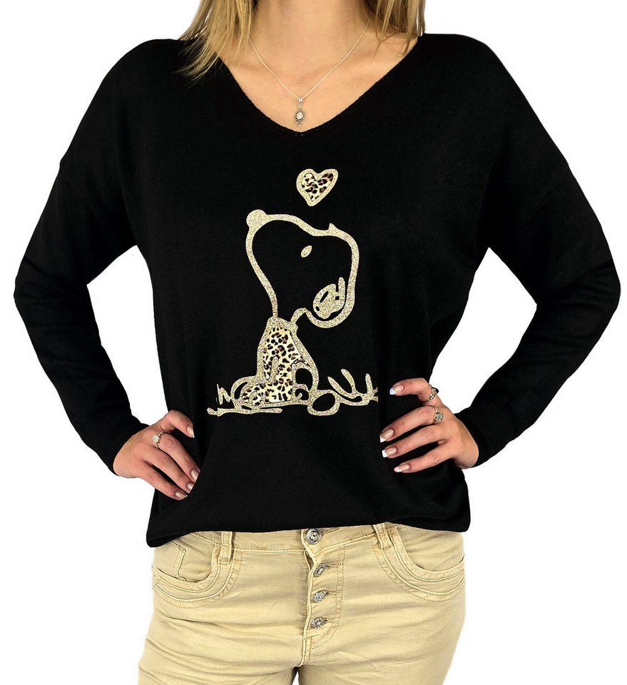 Rehoboth Moda V-Ausschnitt-Pullover Feinstrick Damen Pullover Snoopy Patch Rehoboth Moda V-Ausschnitt-Pullover Feinstrick Damen Pullover Snoopy Patch von Rehoboth Moda