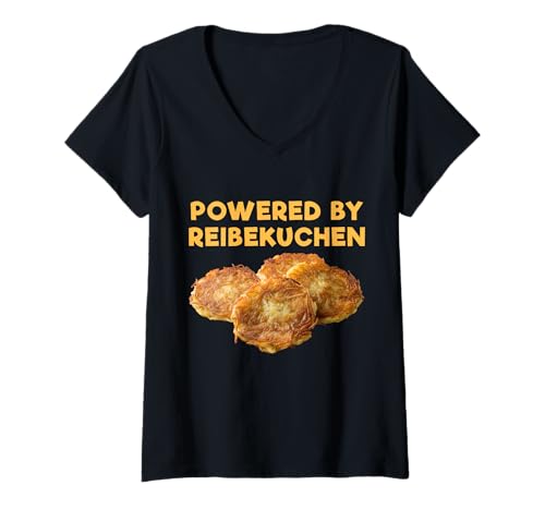 Damen Powered by Reibekuchen T-Shirt mit V-Ausschnitt Damen Powered by Reibekuchen T-Shirt mit V-Ausschnitt von Reibekuchen Fan Merch