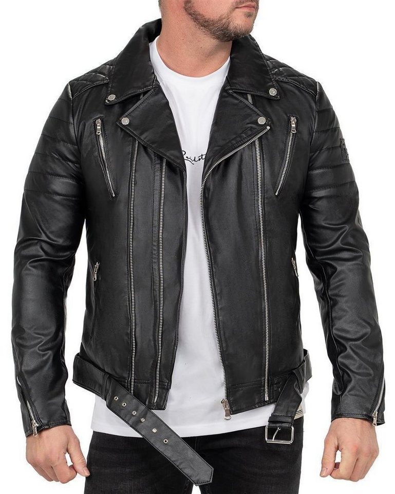 Reichstadt Bikerjacke Herren ECHTLEDER Jacke RS003LUX (1-St) mit Gürtel und Steppmuster von Reichstadt