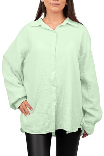 Reichstadt Damen Musselin Bluse 25RSW080 Mint One Size von Reichstadt