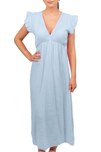 Reichstadt Damen Musselin Sommerkleid 25RSW076 Baby Blue One Size von Reichstadt