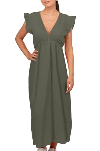 Reichstadt Damen Musselin Sommerkleid 25RSW076 Khaki One Size von Reichstadt