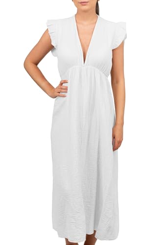 Reichstadt Damen Musselin Sommerkleid 25RSW076 White One Size von Reichstadt