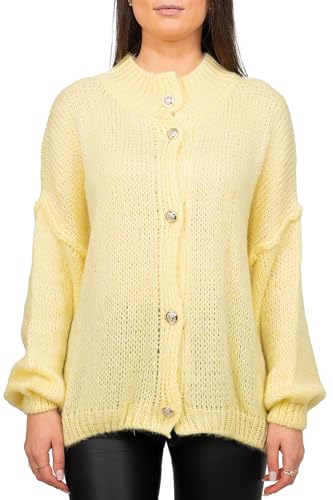 Reichstadt Damen Strickjacke 25RSW068 mit Knöpfen Yellow One Size von Reichstadt