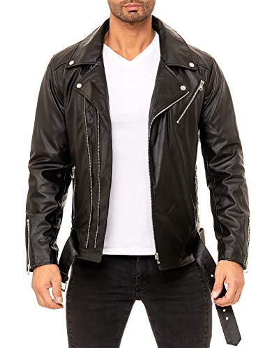 Reichstadt Herren Bikerjacke RS018 Schwarz - RS018 LUX ECHTLEDER XS von Reichstadt