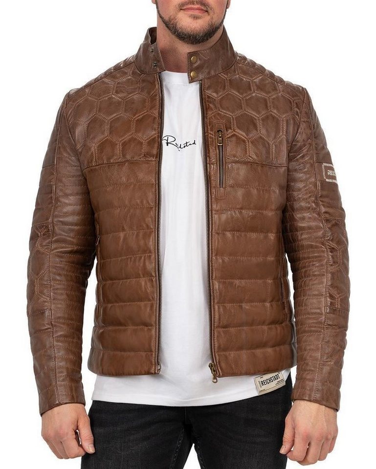 Reichstadt Lederjacke Herren ECHTLEDER Jacke 22RS31LUX (1-St) Edles Design Wabenmuster von Reichstadt