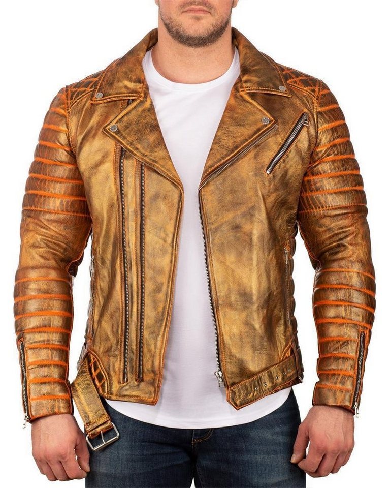 Reichstadt Lederjacke Herren Echtleder-und Kunstleder Jacke RS001 (1-St) im Bikerstyle LIMITED EDITION von Reichstadt