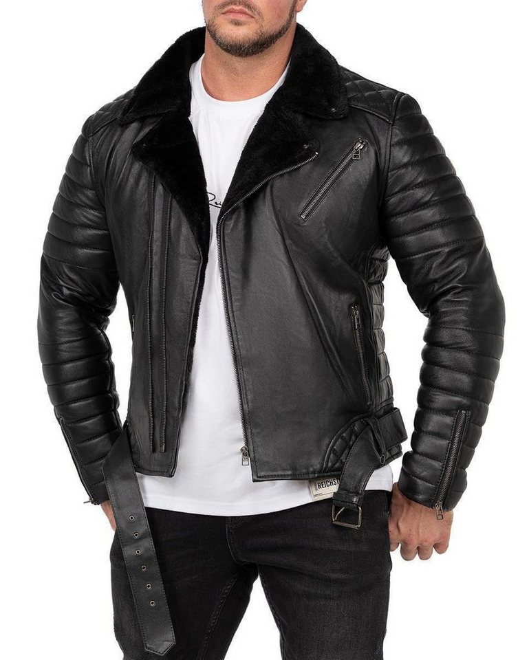 Reichstadt Lederjacke Herren Bikerjacke RS008LUX (1-St) mit Rippenmuster von Reichstadt