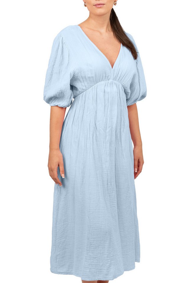 Reichstadt Sommerkleid Damen Musselin 25RSW077 Feminine Puffärmel und Rückenschleife von Reichstadt