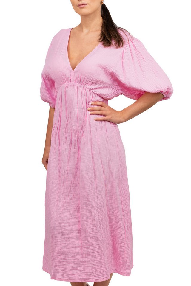Reichstadt Sommerkleid Damen Musselin 25RSW077 Feminine Puffärmel und Rückenschleife von Reichstadt