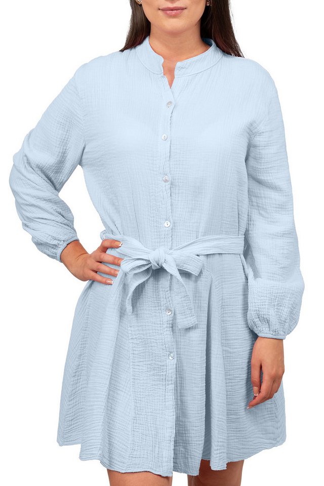 Reichstadt Sommerkleid Damen Oversized Kleider Musselin 25RSW075 Baby Blue One Size Vielseitig kombinierbar als Kleid, Tunika oder Strand-Cover-Up von Reichstadt