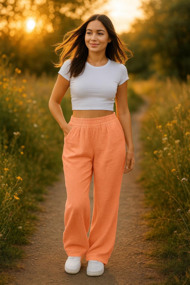 Reichstadt Relaxhose Damen Musselin Hose 25RSW082 Sommerliche Farben, atmungsaktives Material von Reichstadt