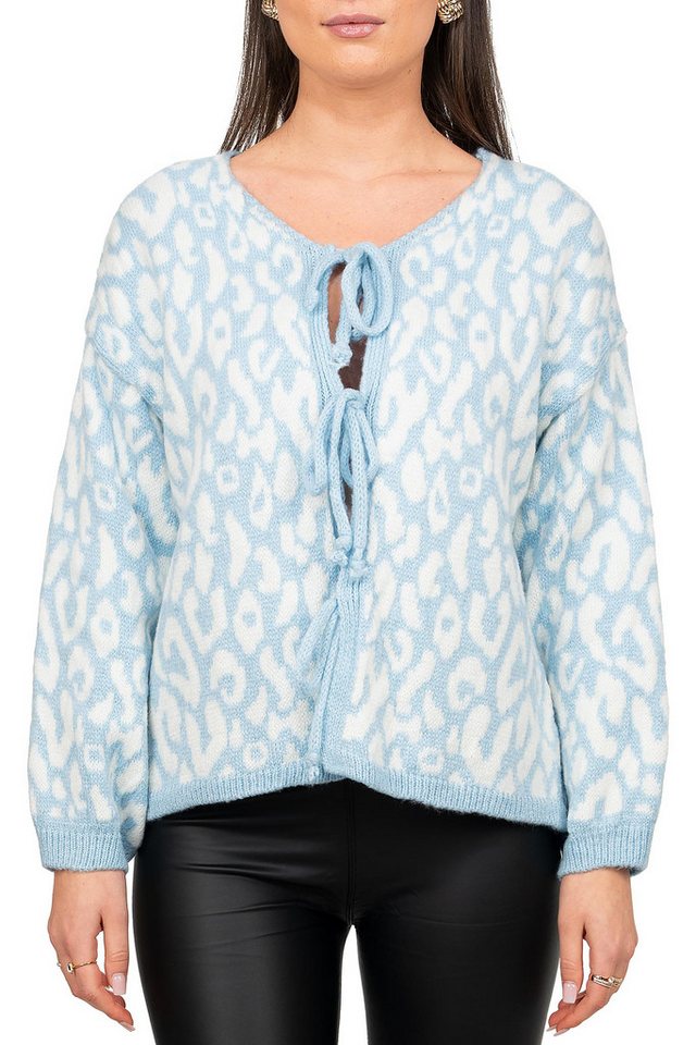 Reichstadt Strickjacke Strickpullover 25RSW069 mit Schleifen (1-tlg) Auffällige Schnürung auf der Vorderseite von Reichstadt