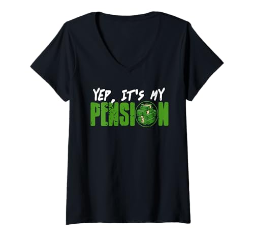 Damen Ja Meine Rente Lustiger Ruhestand Spruch T-Shirt mit V-Ausschnitt Damen Ja Meine Rente Lustiger Ruhestand Spruch T-Shirt mit V-Ausschnitt von Reichtum Rentner Humor Stolz Witz