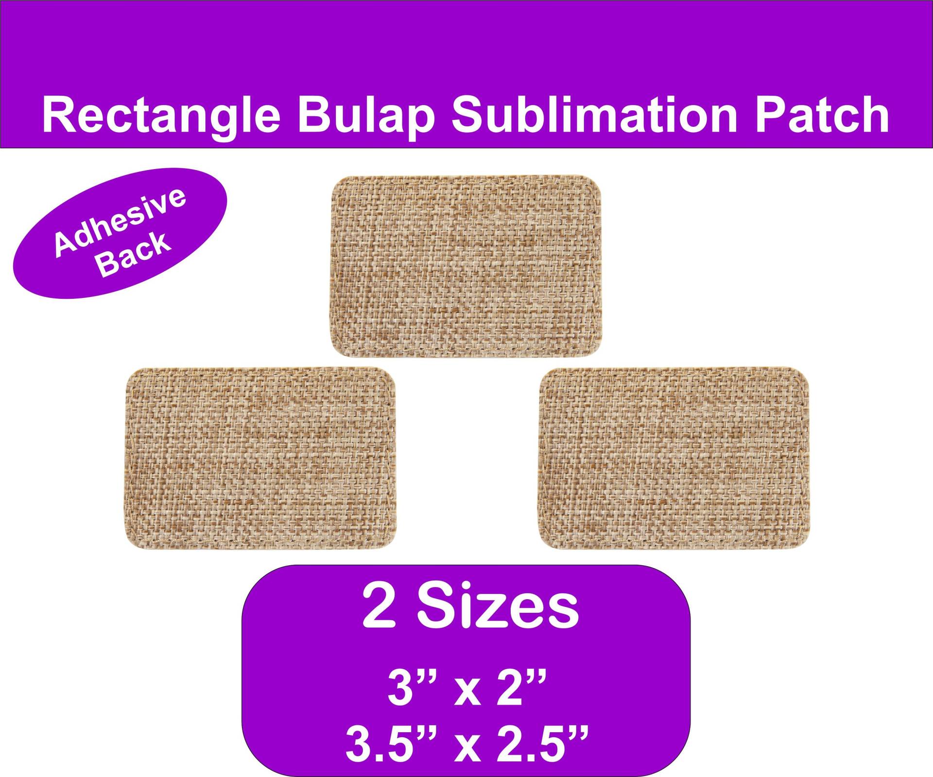Rechteck Plain Burlap Sublimation Hut Patches Mit Klebstoff, Blank Polyester Baseball Cap Patch, No Sew Zubehör von ReidsEngravables