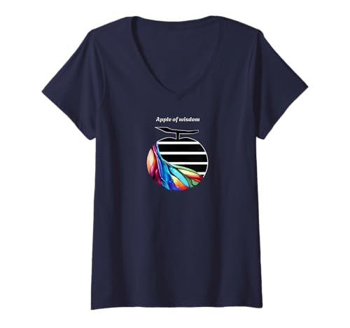Damen Apple of Wisdom – Denken jenseits von richtig und falsch T-Shirt mit V-Ausschnitt Damen Apple of Wisdom – Denken jenseits von richtig und falsch T-Shirt mit V-Ausschnitt von Anelines Art